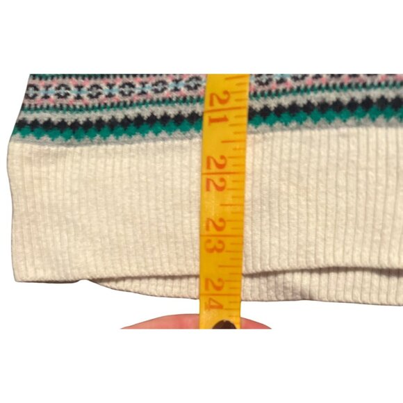 Talbots Medium Petite Striped Fair Isle Wool Blend Sweater Cozy Winter Knit - Picture 5 of 7